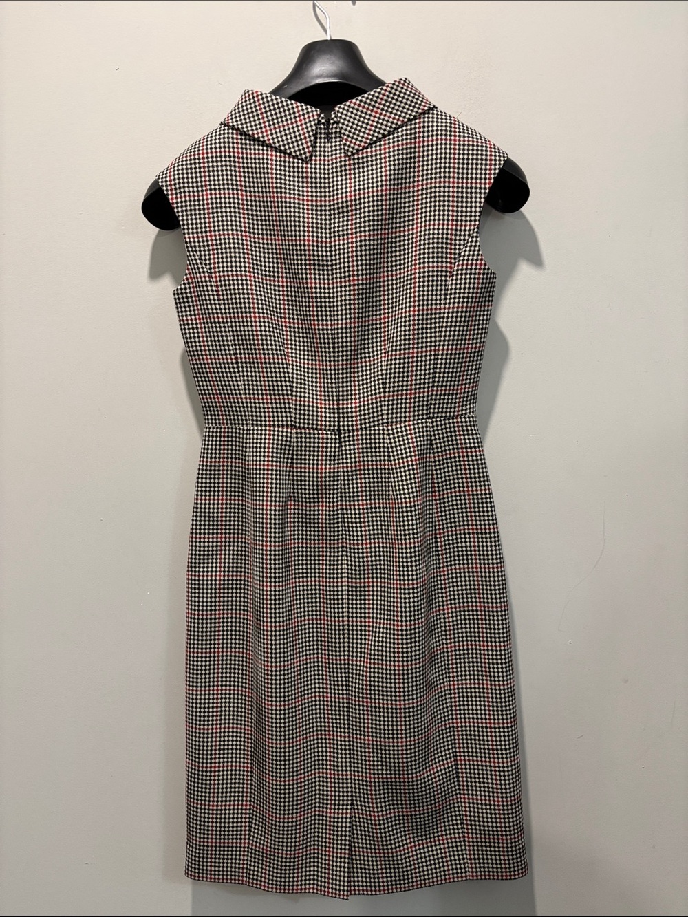 Brooks Brothers Wool Houndstooth Sheath Dress Cowl Neck 2P Black Red - Picture 10 of 15